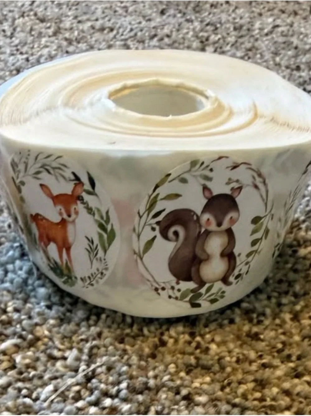 Woodland Animal Round Sticker Roll – Cute Forest Party Stickers in Green